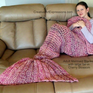 Mermaid Blanket Adult/Teen Large Fin in Cherry Blossom