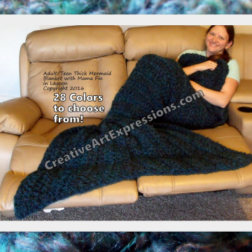 Thick Mermaid Blanket Adult Teen in Lagoon Mama Fin