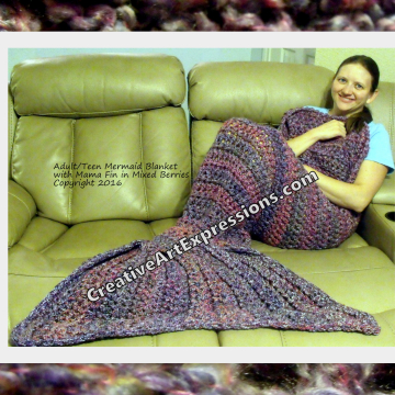 Mermaid Blanket Adult Teen Mama Fin in Mixed Berries