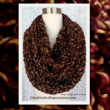 Creative Art Expressions Hand Crocheted Barks Bulky Infinity Scarf