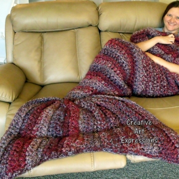 Thick Red & Silver Mermaid Blanket