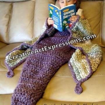 Preschool Butterfly Blanket Crocheted in Baroque & Tudor Ready To Ship