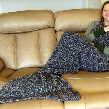 Blue Silver Mermaid Blanket Adult Teen Large Fin in Blue Moon