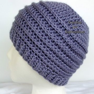Lavender Purple Messy Bun Hat Beanie, Pony Tail Hat, Crocheted Adult Hat Ready To Ship