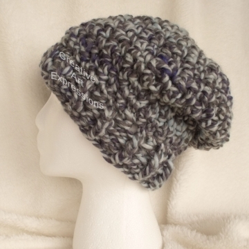 Chunky Slouchy Hat Adult Teen in Winter Sky