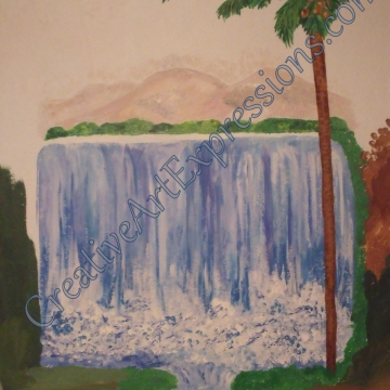 Creative Art Expressions Hand Painted Palm Tree & Waterfall 8-4-2011