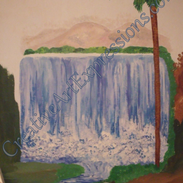 Creative Art Expressions Hand Painted Palm Tree & Waterfall 8-4-2011