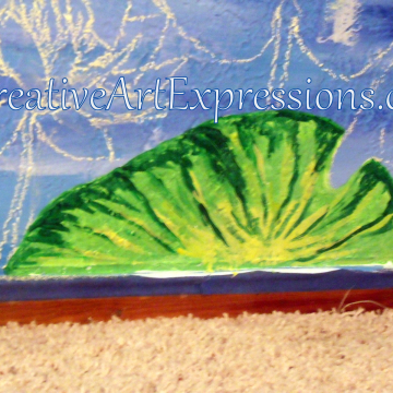 Creative Art Expressions Hand Painted Lily Pad on Rainforest Mural. 8-17-2011