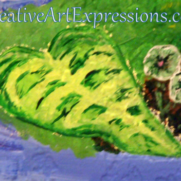 Creative Art Expressions Hand Painted Large Leaf on Rainforest Mural. 8-17-2011