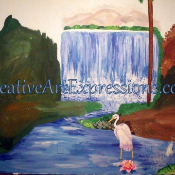 Creative Art Expressions Hand Painted Rainforest Mural In Progress. 8-17-2011