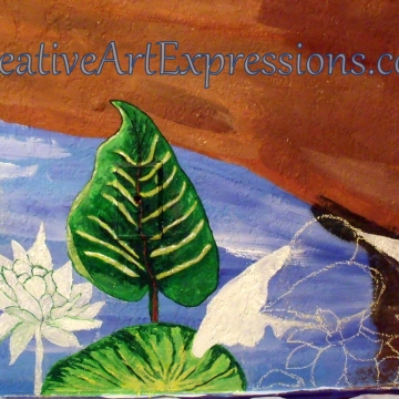 Creative Art Expressions Hand Painted Leaf On Rainforest Mural. 8-22-2011 Creative Art Expressions Hand Painted Leaf On Rainforest Mural. 8-22-2011