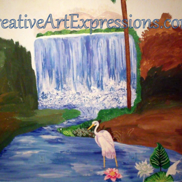 Creative Art Expressions Hand Painted Rainforest Mural In Progress. 8-22-2011