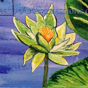Creative Art Expressions Hand Painted Water Lily On Rainforest Mural. 8-23-2011