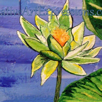 Creative Art Expressions Hand Painted Water Lily On Rainforest Mural. 8-23-2011 Creative Art Expressions Hand Painted Water Lily On Rainforest Mural. 8-23-2011
