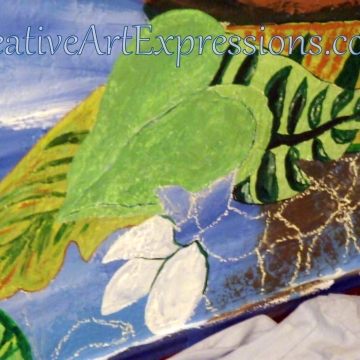 Creative Art Expressions Hand Painted Leaf Cluster On Rainforest Mural. 8-24-2011 Creative Art Expressions Hand Painted Leaf Cluster On Rainforest Mural. 8-24-2011