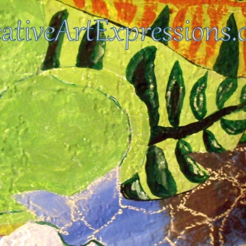Creative Art Expressions Hand Painted Leaf Cluster On Rainforest Mural. 8-24-2011