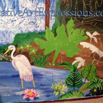 Creative Art Expressions Hand Painted Rainforest Mural in Progress 1-8-2012