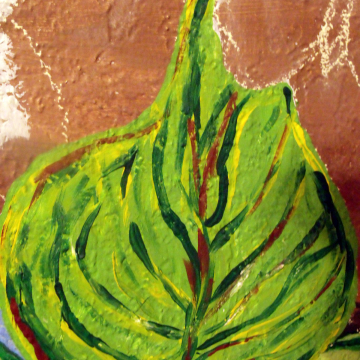 Creative Art Expressions Hand Painted Leaf on Rainforest Mural in Progress 1-8-12