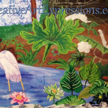 Creative Art Expressions Hand Painted Rainforest Mural in Progress 1-22-12 Creative Art Expressions Hand Painted Rainforest Mural in Progress 1-22-12