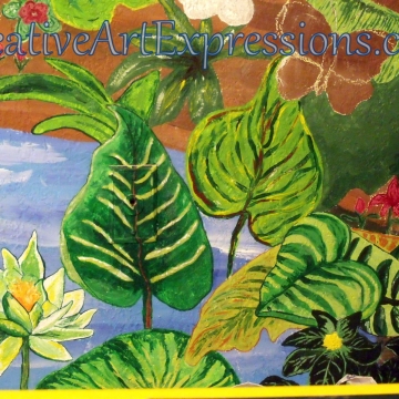 Creative Art Expressions Hand Painted Rainforest Mural in Progress 1-22-12 Creative Art Expressions Hand Painted Rainforest Mural in Progress 1-22-12