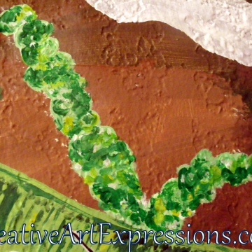Creative Art Expressions Hand Painted Plant On Rainforest Mural in Progress 6-7-2012