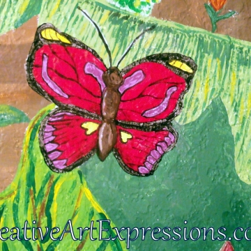 Creative Art Expressions Hand Painted Butterfly On Rainforest Mural in Progress 6-7-2012 Creative Art Expressions Hand Painted Butterfly On Rainforest Mural in Progress 6-7-2012