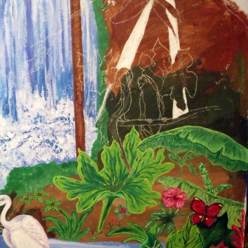 Creative Art Expressions Hand Painted Rainforest Mural In Progress 8-18-12
