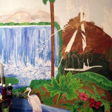 Creative Art Expressions Hand Painted Rainforest Mural In Progress 8-18-12