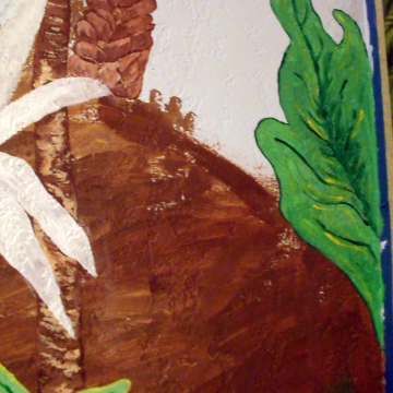 Large leaf to the right added and 2 tree stumps added.