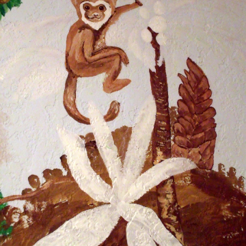 3 tree stumps added and tree top prepared by painting white