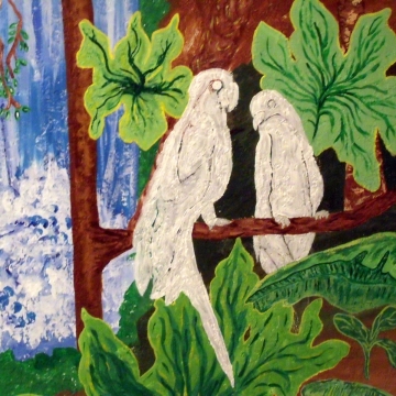 Birds prepared for painting by painting white  Birds prepared for painting by painting white