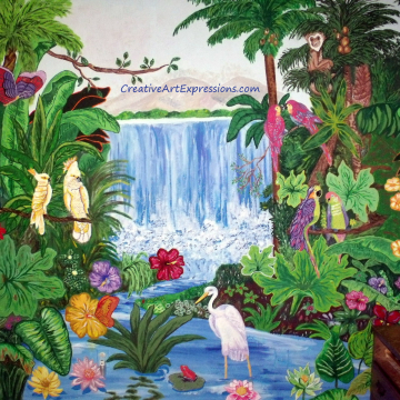 Butterfly finished, white birds finished, leaves on branch added. Finished! 8-10-13