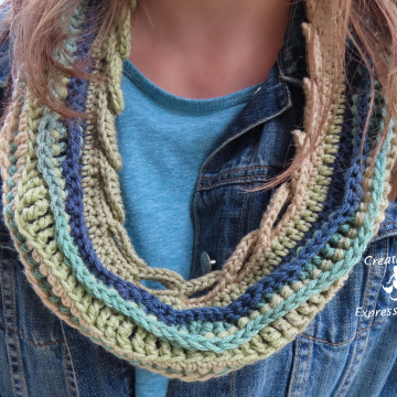 Crocheted Sea Breeze Infinity Scarf Adult Teen, Mystic Sea, Taupe, Tan, Blue, Green, Navy, Sage, Adult Teen, Sea Breeze Collection, Unique Gifts, Handmade winter Scarf, Handmade Fashion, Mermaid at Heart, Ocean Crochet,