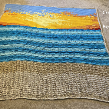 Sand Sea Sky Blanket Throw Afghan Crochet Pattern, Twin, Full Double, Queen, King Crochet Pattern Collection, 5 sizes, PDF Downloadable Pattern, Video Tutorials, Crochet Pattern, Mermaid Crochet, Ocean Crochet, Ocean Blanket pattern, Coastal Crochet