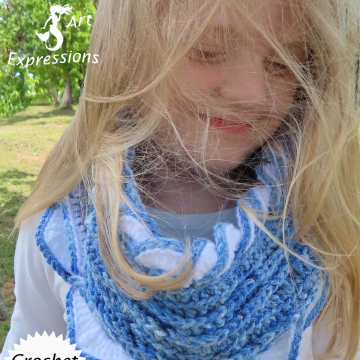 Sea Breeze Infinity Scarf Child & Youth Pattern Collection, PDF Downloadable Pattern, Video Tutorials, Crochet Pattern, Mermaid Crochet, Ocean Crochet, Scarf, 2 sizes