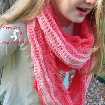 Sea Breeze Long Infinity Scarf Child Youth & Adult Teen Pattern Collection, PDF Downloadable Pattern, Video Tutorials, Crochet Pattern, Mermaid Crochet, Ocean Crochet, Scarf, 3 sizes