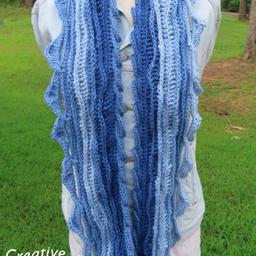 Crocheted Sea Breeze Long Infinity Scarf Adult Teen, Sapphire Sea, Shades of Blue, Sea Breeze Collection, Unique Gifts, Handmade Winter Scarf, Handmade Fashion, Mermaid at Heart, Ocean Crochet,
