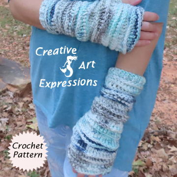 Sea Breeze Fingerless Gloves Adult Teen Pattern Collection 2 lengths, long, regular, PDF Downloadable Pattern, Video Tutorials, Crochet Pattern, Mermaid Crochet, Ocean Crochet, 2 lengths