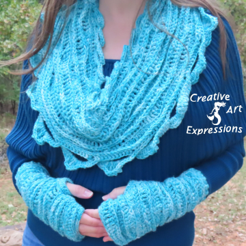 Crocheted Sea Breeze Infinity Scarf & Fingerless Gloves Adult Teen Set, Topaz Sea, Aqua, Light Blue, White, Sea Breeze Collection, Unique Gifts, Handmade Winter Scarf & Glove Set, Handmade Fashion, Mermaid at Heart, Ocean Crochet, Unique Crocheted Sea Breeze Infinity Scarf & Fingerless Gloves Adult Teen Set, Topaz Sea, Aqua, Light Blue, White, Sea Breeze Collection, Unique Gifts, Handmade Winter Scarf & Glove Set, Handmade Fashion, Mermaid at Heart, Ocean Crochet, Unique