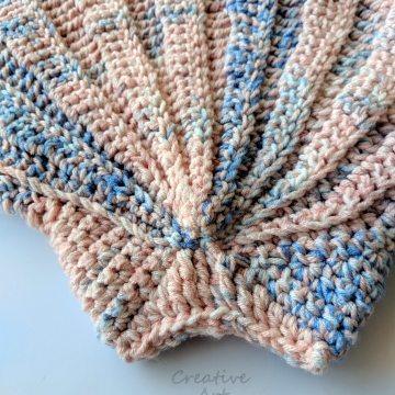 Seashell Clam Purse, Crocheted, Pink & Blue, Celestial Blue Casa Satin Lined, Large, Mermaid Necessities, Ocean Crochet,  Unqiue Teen or Women Girl Gift, Ready to Ship,