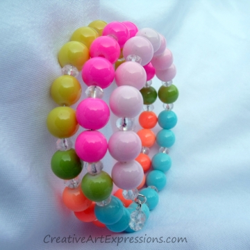 Creative Art Expressions Handmade Neon Multi Colored Bracelet Creative Art Expressions Handmade Neon Multi Colored Bracelet