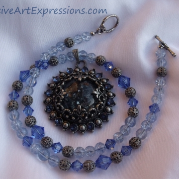 Creative Art Expressions Handmade Blue & Antique Silver Necklace Jewelry Design Creative Art Expressions Handmade Blue & Antique Silver Necklace Jewelry Design