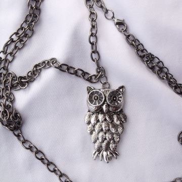 Clearance Was $18.00 Now $10.00 Creative Art Expressions Handmade Antique Silver Owl Necklace Jewelry Design