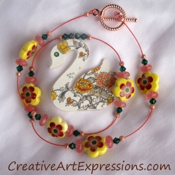 Clearance Was $15.00 Now $10.00 Creative Art Expressions Handmade Summer Swan Necklace Clearance Was $15.00 Now $10.00 Creative Art Expressions Handmade Summer Swan Necklace