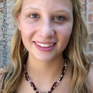 Clearance-Was $30.00 Now $20.00 Creative Art Expressions Handmade Red Black Silver Crystal Necklace Jewelry Clearance-Was $30.00 Now $20.00 Creative Art Expressions Handmade Red Black Silver Crystal Necklace Jewelry