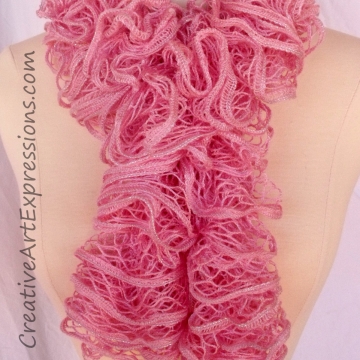 Pink Frill Knitted Ruffle Scarf Sold