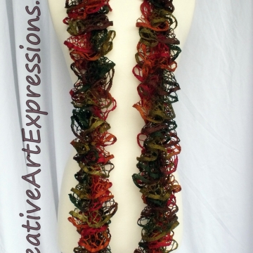 Creative Art Expressions Hand Knitted Autumn Ruffle Scarf Creative Art Expressions Hand Knitted Autumn Ruffle Scarf