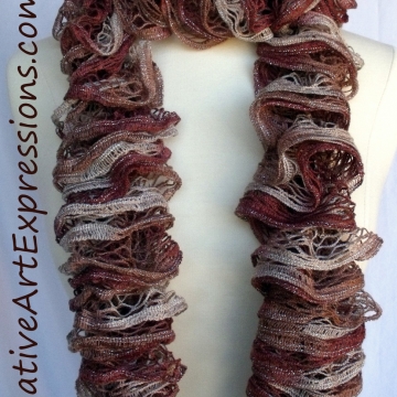 Creative Art Expressions Hand Knit Russet Ruffle Scarf