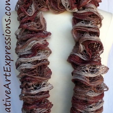 Creative Art Expressions Hand Knit Russet Ruffle Scarf Creative Art Expressions Hand Knit Russet Ruffle Scarf