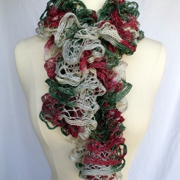 Knitted Victorian Christmas Ruffle Scarf Sold